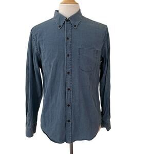 Vince Men Long Sleeves Blue Button Down Denim Shirts Size L